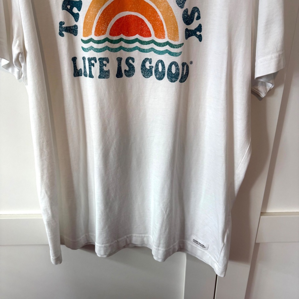 Life is Good Men's White Take It Easy Sunset‎ Crusher Tee in Size L - Picture 4 of 12